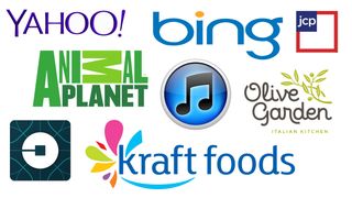Logos for Yahoo, Bing, JCPenney, Animal Planet, iTunes 10, Olive Garden, Uber and Kraft Foods