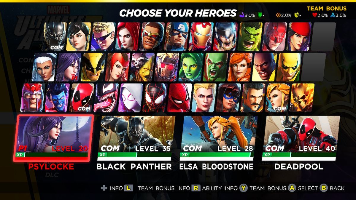 marvel ultimate alliance pc characters