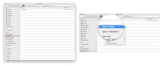 To begin prepping your files, open Finder. Option-click the Finder window and create a New Folder.
