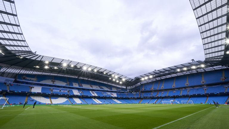 General view of the Etihad Stadium, home of Manchester City football club