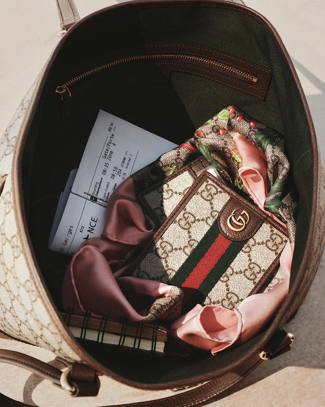 Gucci monogram bag in the new Gucci campaign.