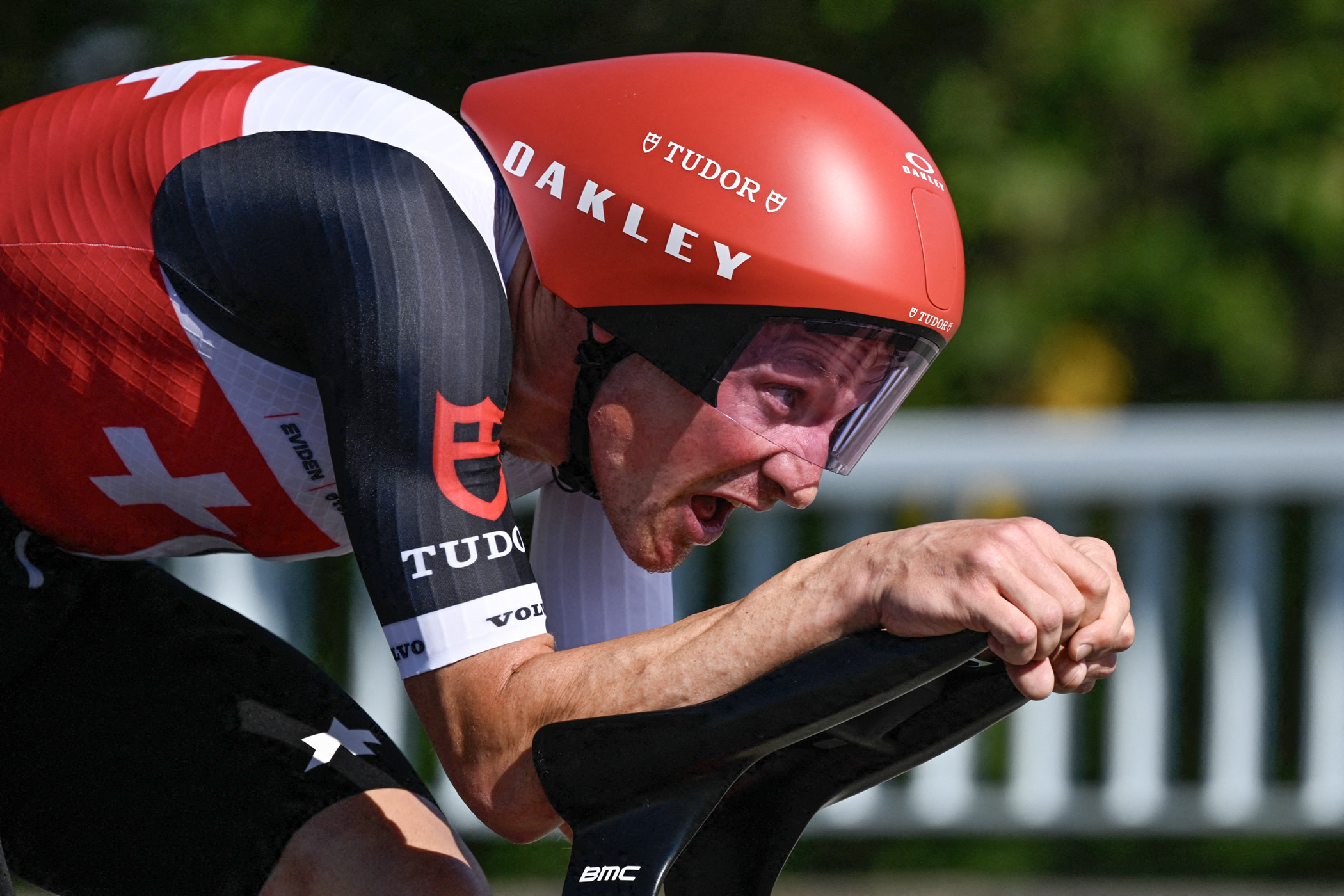 Switzerland's Stefan Kung competes in the Men's Elite individual time trial during 2026 Union Cycliste Internationale (UCI) Road World Championships in Montreal, Quebec, on September 20, 2026. (Photo by Andrej Ivanov / AFP via Getty Images)