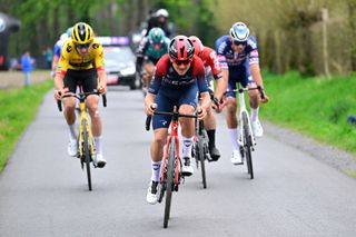 WAREGEM BELGIUM MARCH 30 Thomas Pidcock of United Kingdom and Team INEOS Grenadiers competes during the 76th Dwars Door Vlaanderen 2022 Mens Elite a 1837km one day race from Roeselare to Waregem DDV22 DDVmen WorldTour on March 30 2022 in Waregem Belgium Photo by Peter De Voecht PoolGetty Images