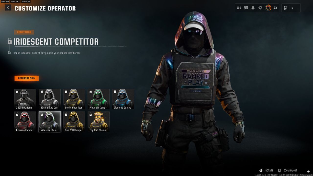 The operator rewards available in ranked play in Call of Duty: Black Ops 6