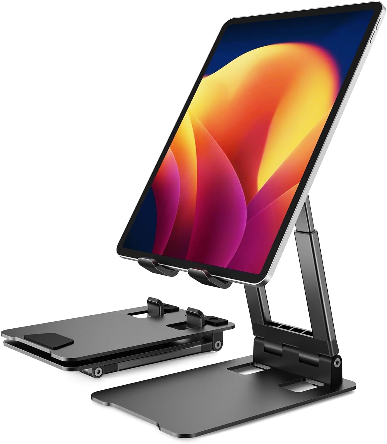 Rotating &amp;amp; Portable Tablet Stand - Klearlook Adjustable Height/angle Foldable Ipad Stand for 4-13" Tablet, Aluminum Phone Tablet Holder Compatible Ipad Pro/mini/air,iphone Pro Max,galaxy Tab,switch