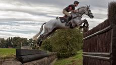 Andrew Nicholson and Avebury jumping the large open ditch the Cottesmore Leap at Burghley: How to solve your horse&rsquo;s fear of ditches