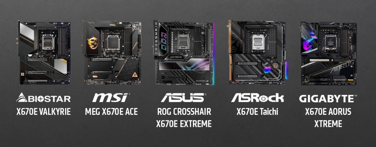 AMD X670E motherboards from Biostar, MSI, Asus, Asrock and Gigabyte