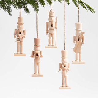 Wood Nutcracker Christmas Tree Ornaments – Set of 5