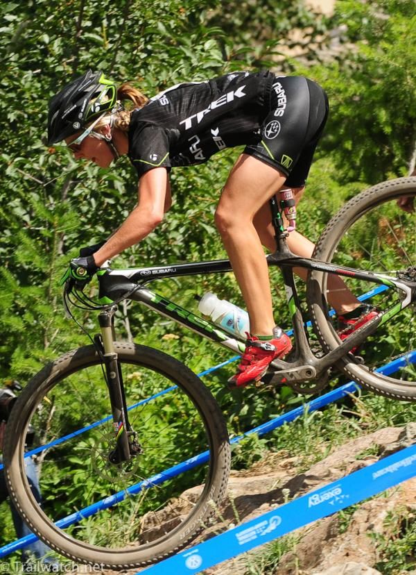 Heather Irmiger (Subaru Trek) shows off her descending skills