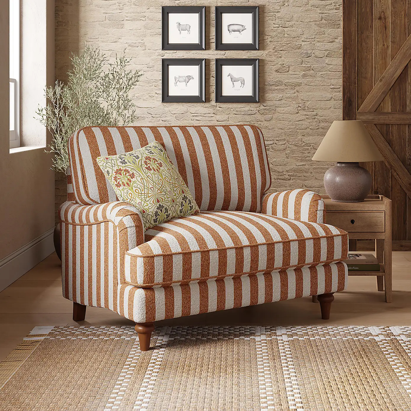 Dunelm, Beatrice Ii Striped Boucle Snuggle Chair