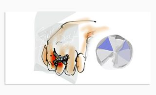 drawing of hand with ring on finger