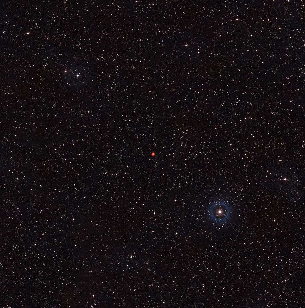 This wide-field view shows the sky around planetary nebula Fleming 1 in the constellation of Centaurus (The Centaur). This view was created from images forming part of the Digitized Sky Survey 2. Image released Nov. 8, 2012.