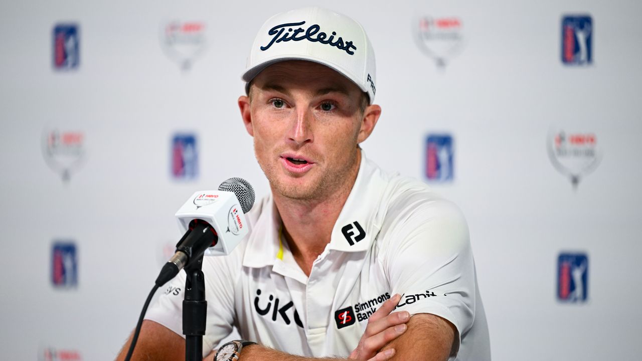 Will Zalatoris talks to the media before the Hero World Challenge