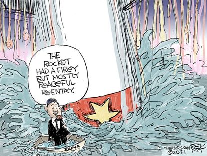 Editorial Cartoon World china xi jinping rocket debris