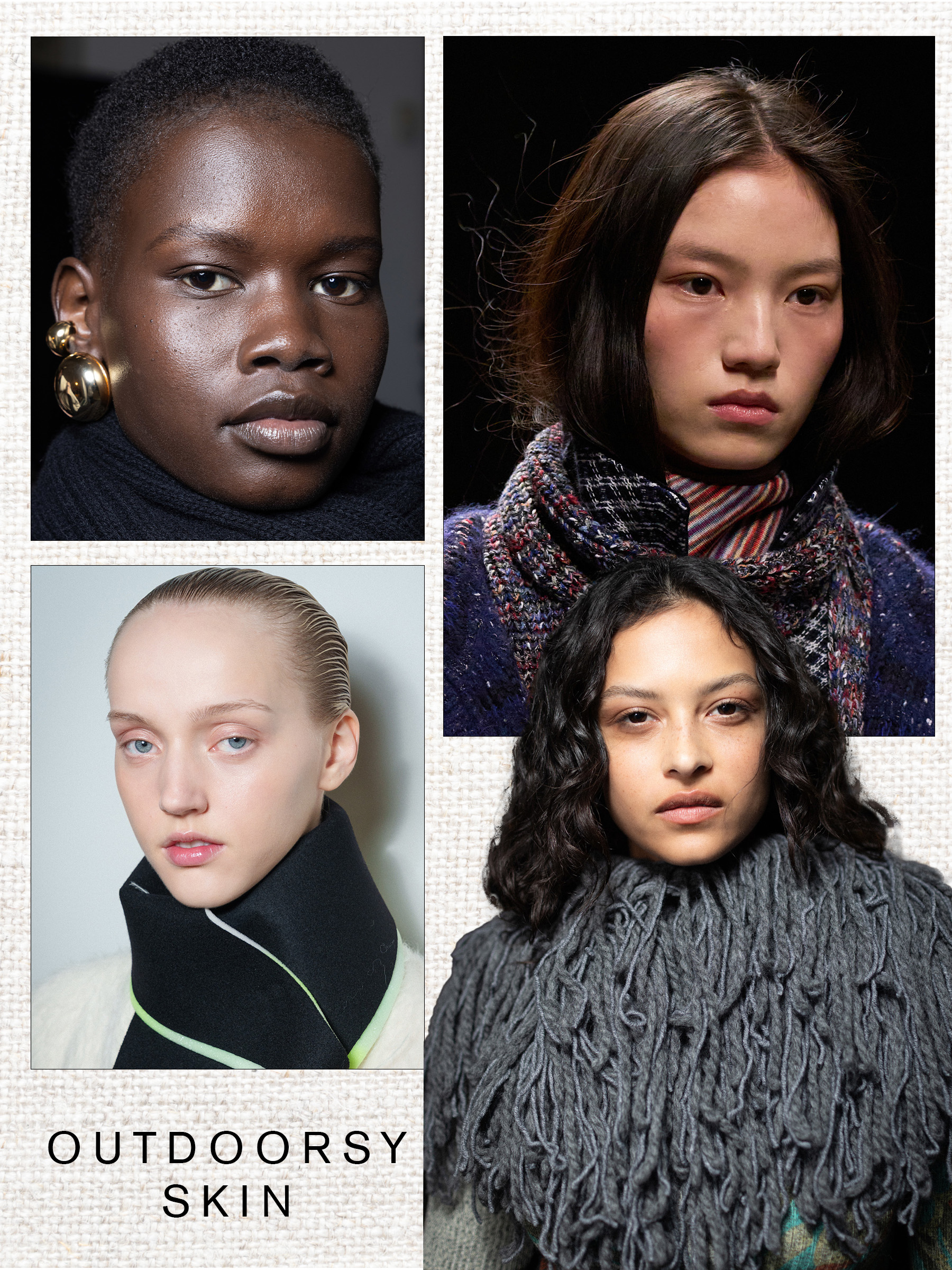 Outdoorsy skin Autumn/Winter 2025 Beauty Trend, including looks from Brandon Maxwell, Missoni, Roksanda and Etro
