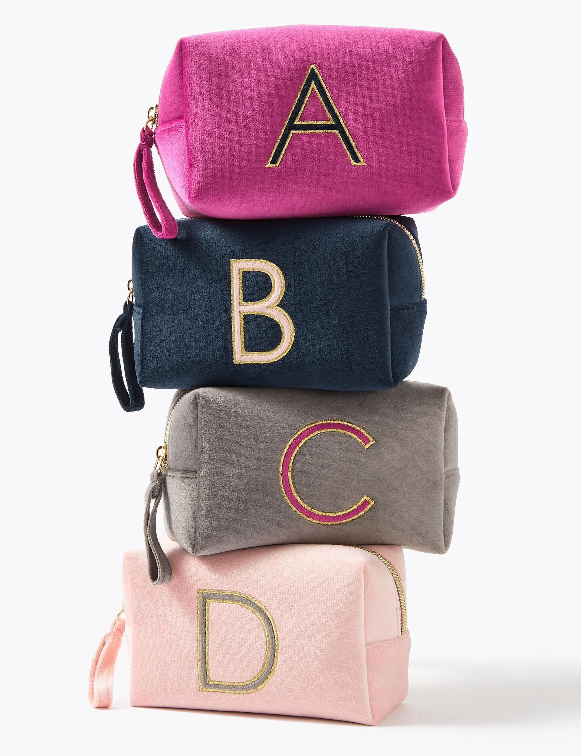 Alphabet velvet make up bag