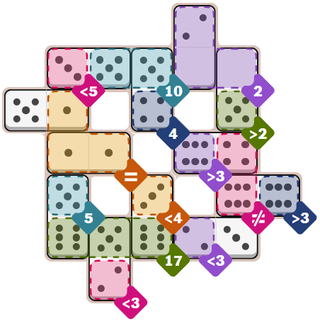 Solved grid for NYT Hard Pips Puzzle on Thursday, April 23