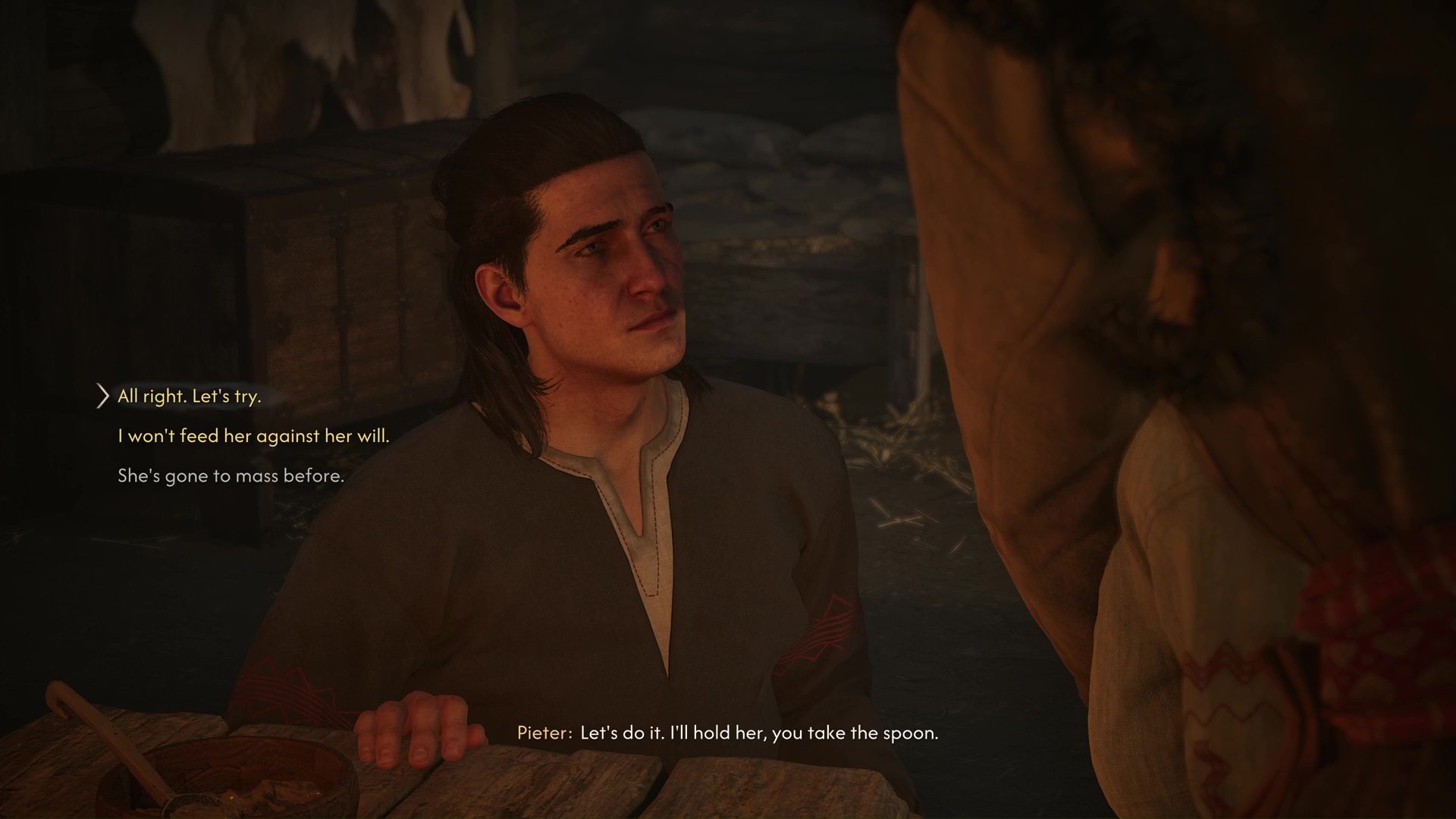 Coen chooses whether to force feed his mother Esme in The Blood of Dawnwalker