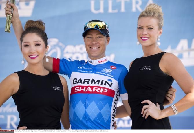 A very happy Thomas Danielson on the podium