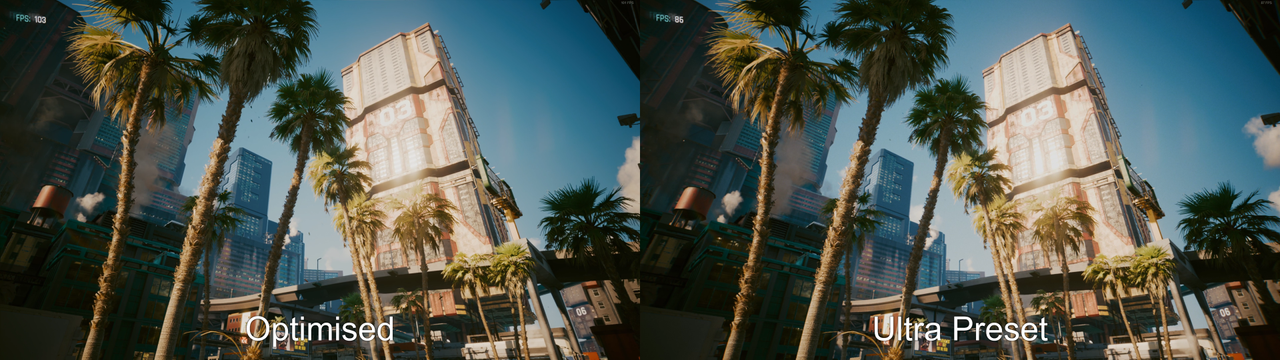 Cyberpunk 2077 Phantom Liberty Optimised vs Ultra settings
