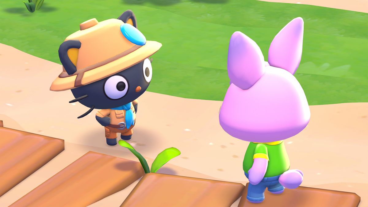 A player and Chococat Hello Kitty Island Adventure.