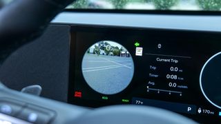 2024 Hyundai Kona Electric showing blind spot camera monitor.