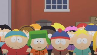 The kids from South Park touring a factory on South Park