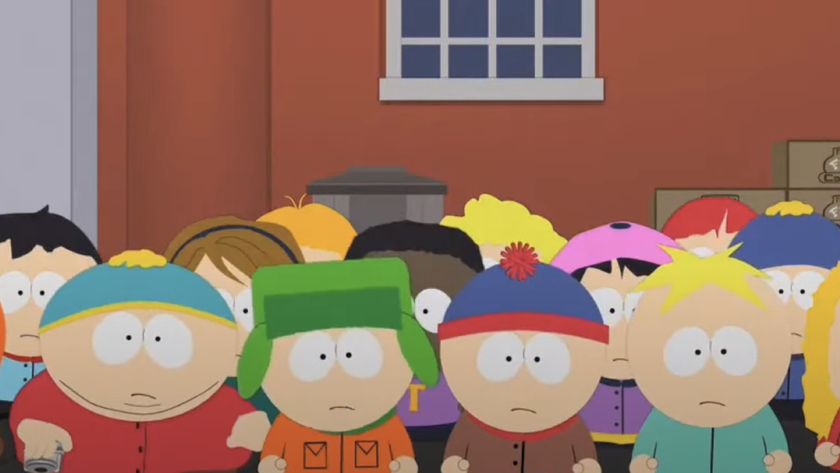 The kids from South Park touring a factory on South Park