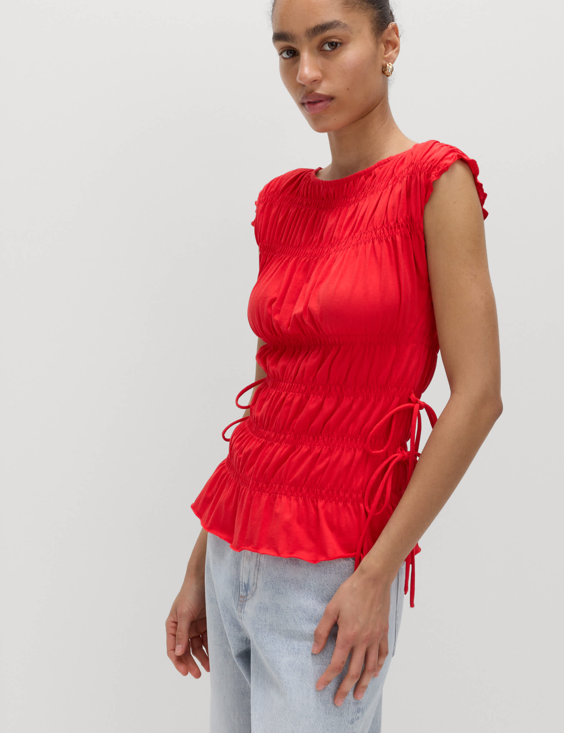 Pure Cotton Smocked Detail Top
