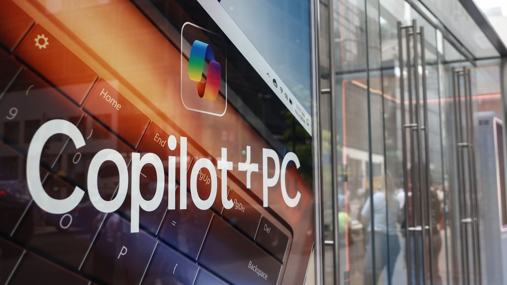 Microsoft logo is seen on a store.