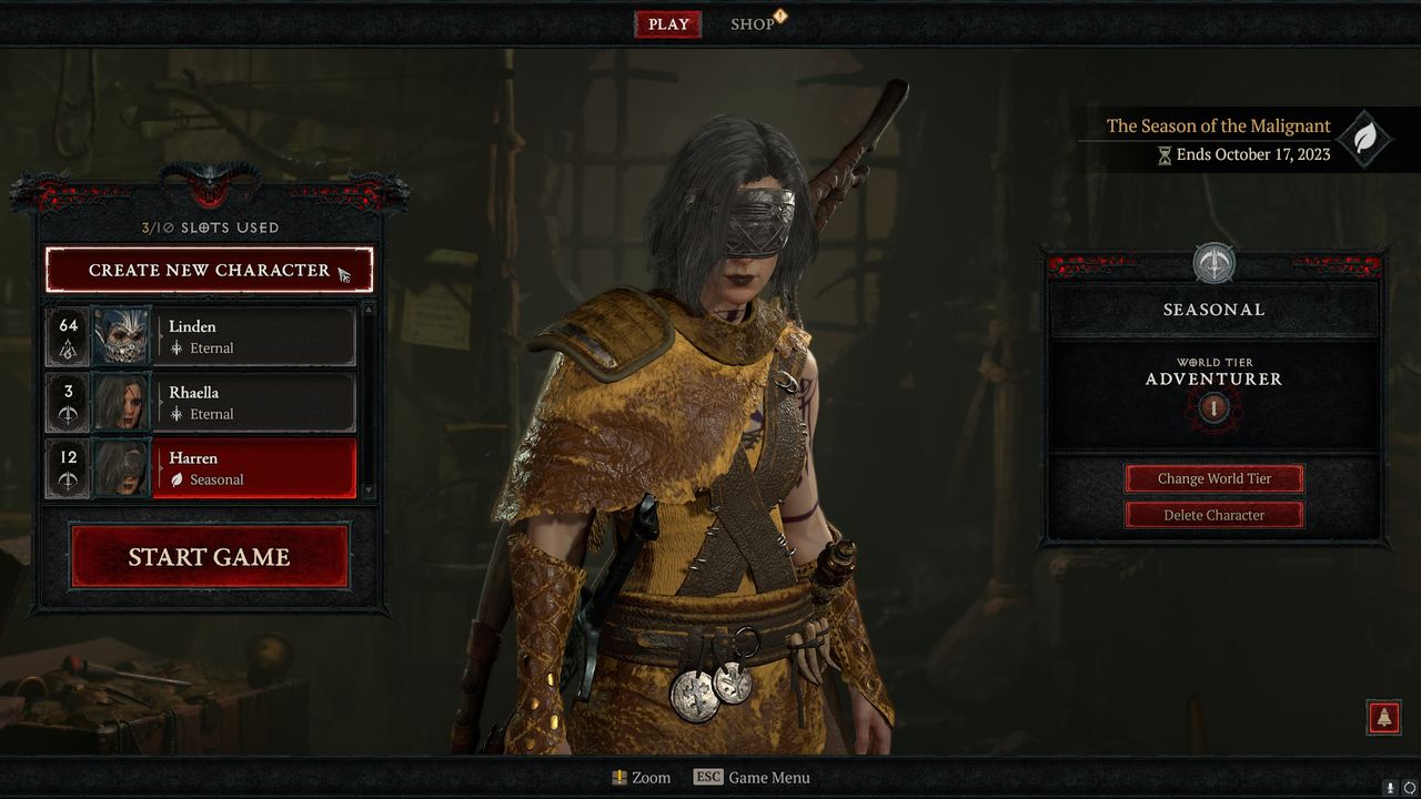 How to start a seasonal character in Diablo 4