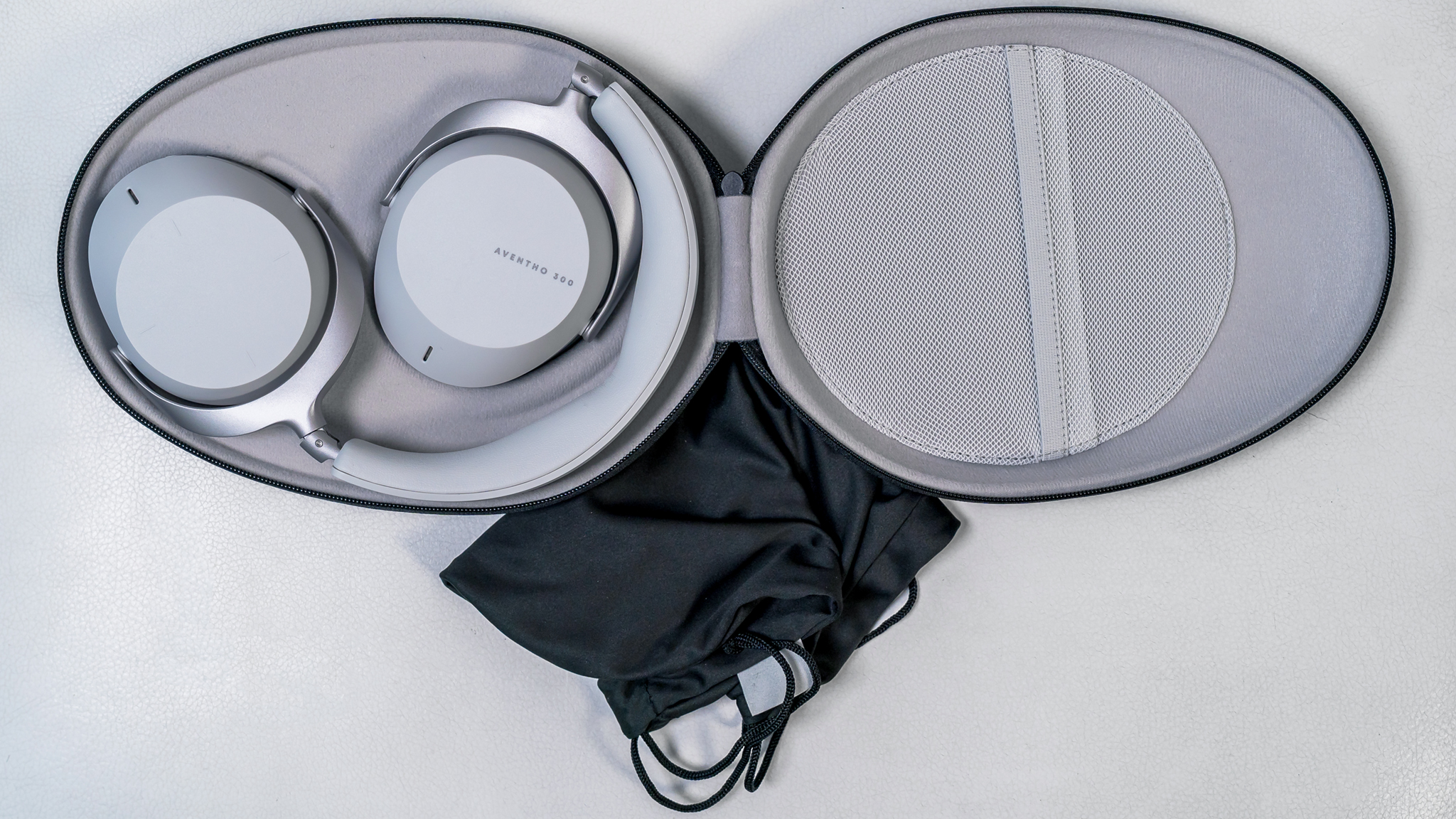 Beyerdynamic Aventho 300 headphones inside carrying case.