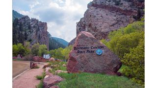 Eldorado Canyon State Park welcome sign in Colorado