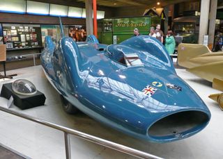 One of the most famous land speed record attempts was in the Bluebird CN7 in 1964. This was a gas turbine car driven by Donald Campbell, and it reached a top speed of 403 miles an hour. Campbell also attempted several water speed records, and he remains the only person to have set world land and water speed records in the same year, in 1964. But he died in crash during a water speed attempt in 1967.