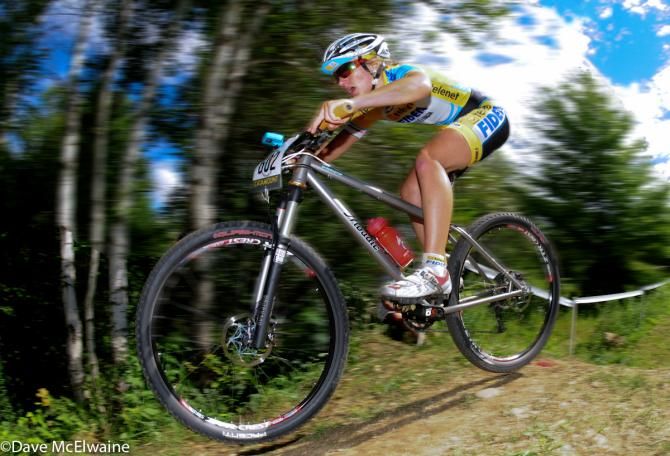 Amy Dombroski racing at the Catamount Classic Pro-XCT near her hometown in Vermont. She was lost to the cycling world this year due to an accident in Belgium.