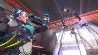 Overwatch 2 Sigma lifting enemy heroes into the air