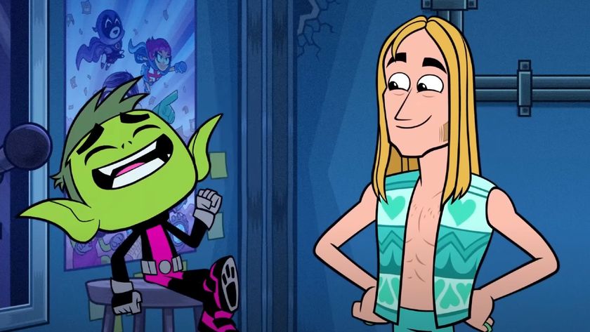 Beast Boy meeting voice actor Greg Cipes in Teen Titans Go!