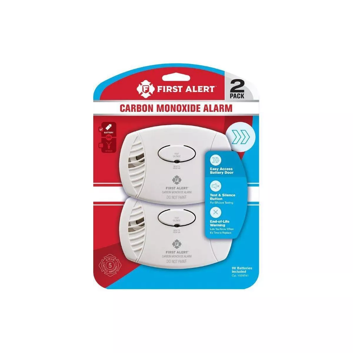 First Alert 2pk Co400cn2 Battery Powered Carbon Monoxide Detector: Best Co Detector, 9-Volt Alkaline Battery Included
