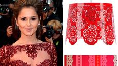 steal cheryl cole in red lace dress at cannes film festival