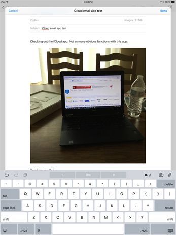 When you use the iCloud email app, attached images are embedded into the message.