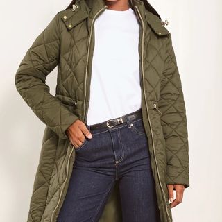 Lipsy Khaki Green Shower Resistant Quilted Padded Coat