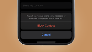 screenshot of an iphone showing the popup allowing you to block a contact from calling