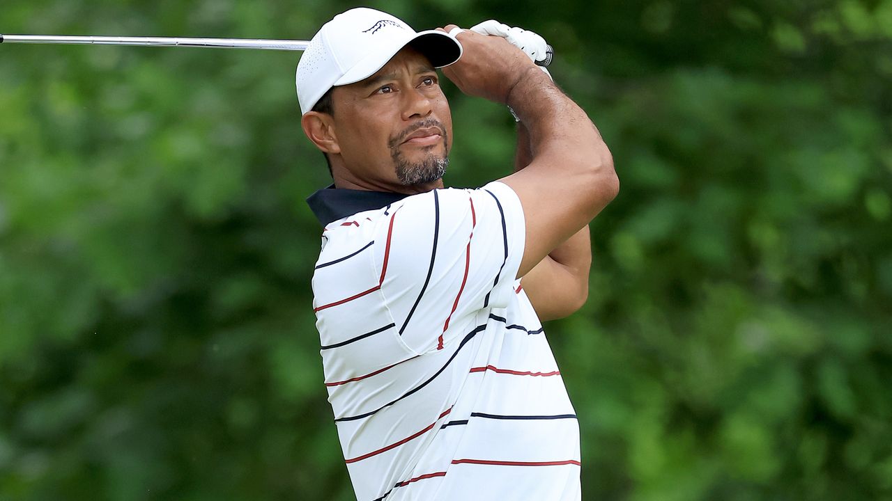 Tiger Woods takes a shot during the second round of the PGA Championship