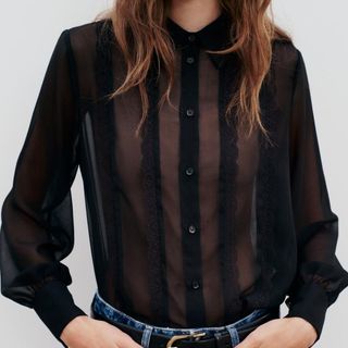 Zara sheer black shirt