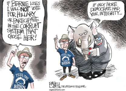 Political Cartoon U.S. Bernie Supporters 2016