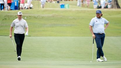 Zac Blair (right) and Patrick Fishburn during round three of the Zurich Classic of New Orleans 2024