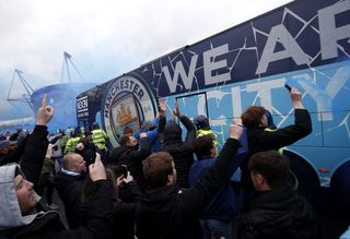 Manchester City fans gathered ahead of the match