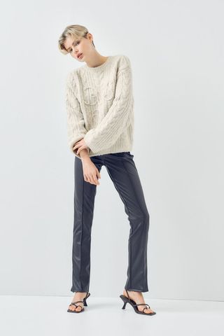 Embroidered Cable-Knit Jumper