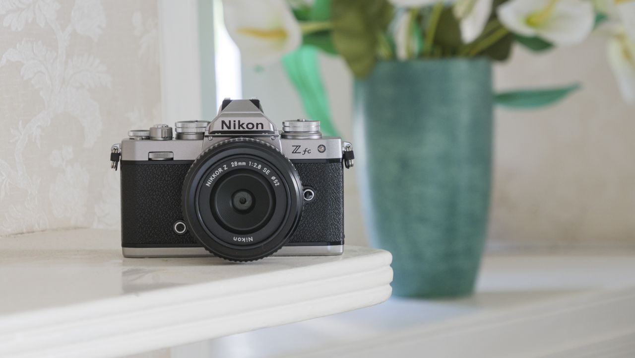 The Nikon Z fc camera on a shelf