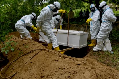 A coronavirus victim's casket